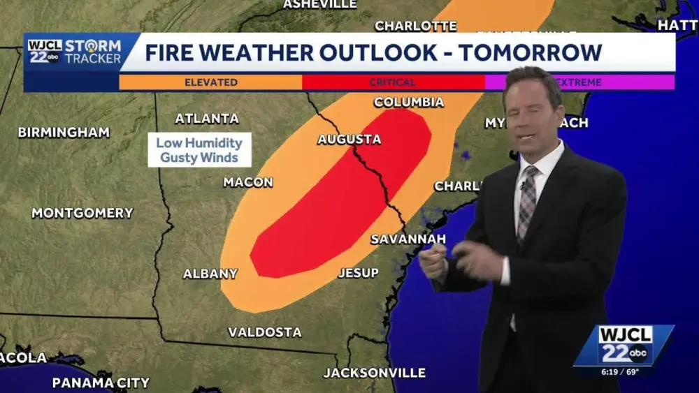 Tracking gusty winds and an elevated fire risk Wednesday for Southeast Georgia, Lowcountry
