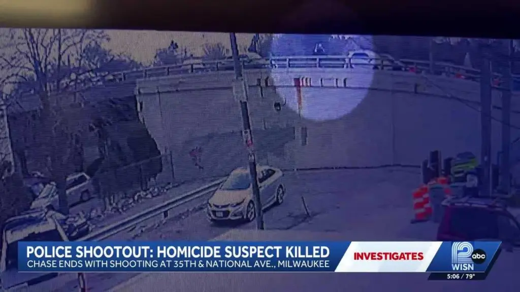 Surveillance video shows police chase, crash and shootout in Wisconsin; suspect dead