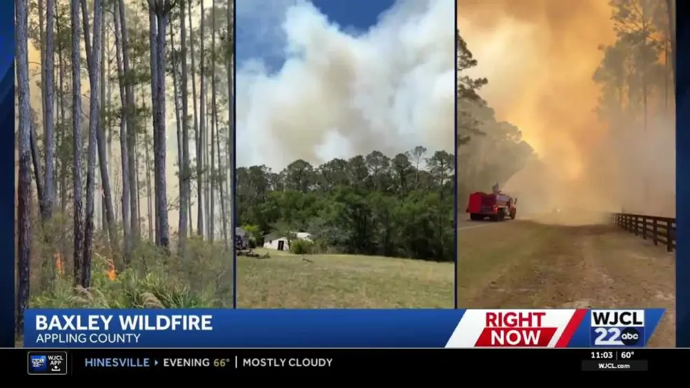 Multiple wildfires burn across Appling County Tuesday as drought continues