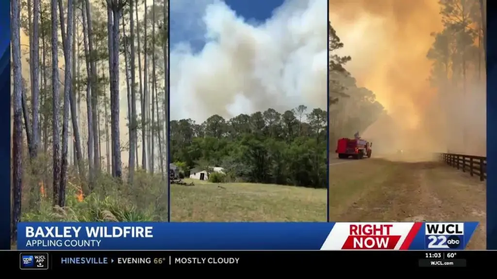 Multiple wildfires burn across Appling County Tuesday as drought continues