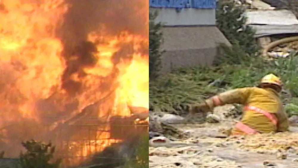 This warehouse fire left firefighters standing in a foot of melted butter