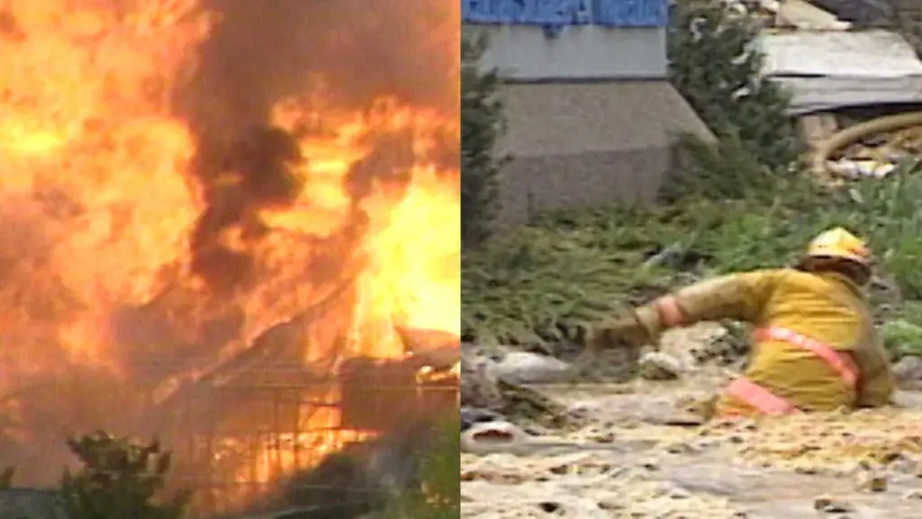This warehouse fire left firefighters standing in a foot of melted butter
