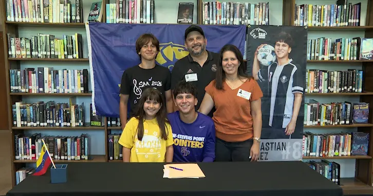 Savannah Arts Academy celebrates Sebastian Nunez signing with UW–Stevens Point