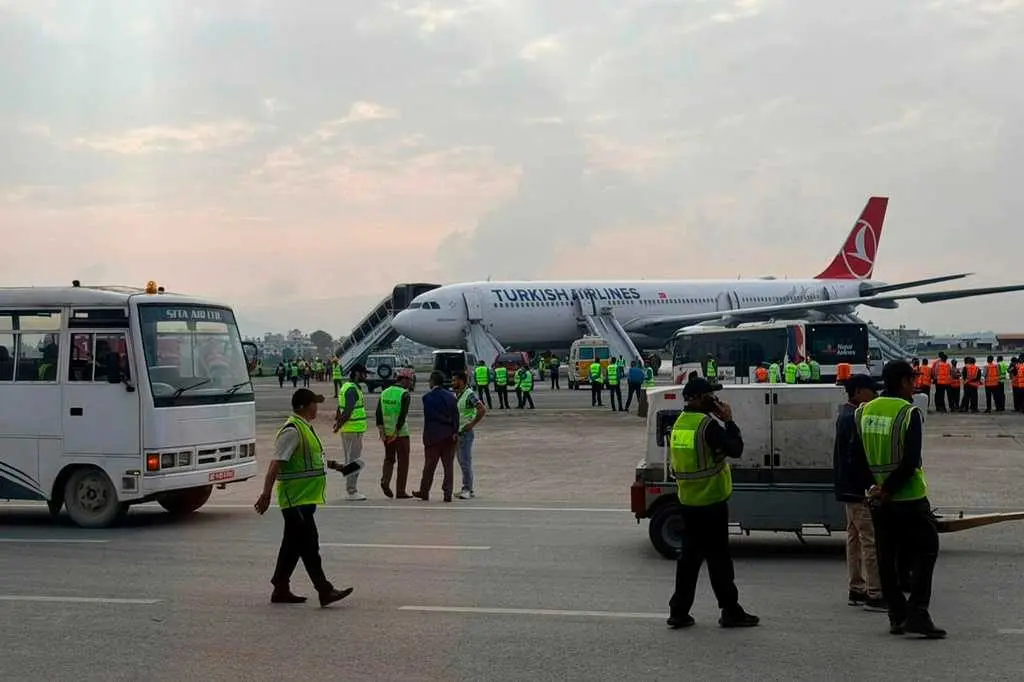 Turkish Airlines jet catches fire while landing at Nepal airport