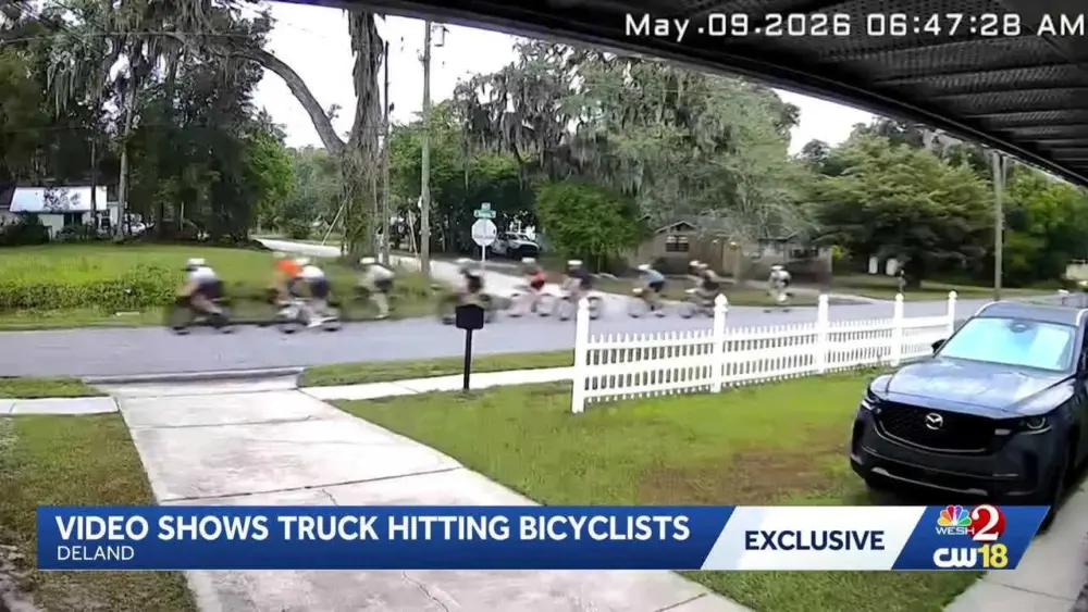 Video captures moment driver struck 8 bicyclists with pickup truck in Florida