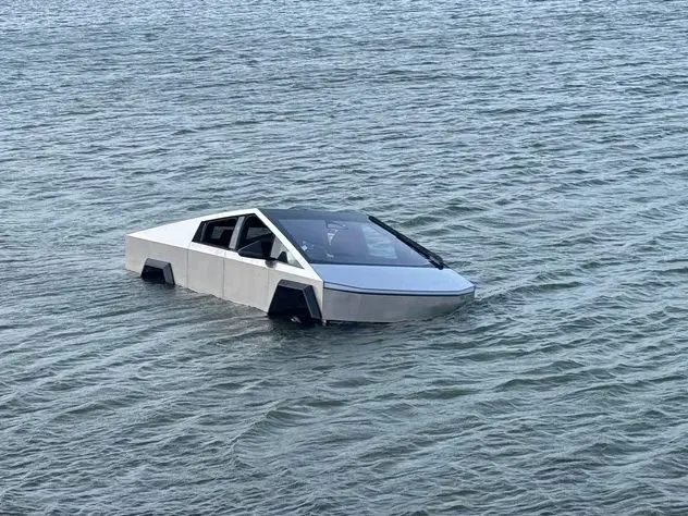 Driver intentionally drove Cybertruck into lake to use vehicle's 'Wade Mode,' police say