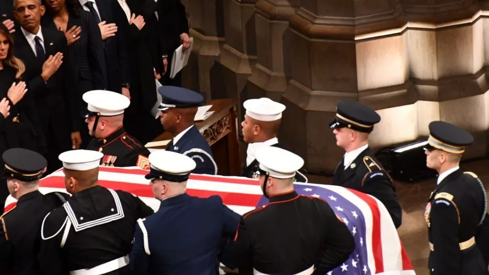 President Jimmy Carters last photo with all living former presidents at George W. Bush Funeral