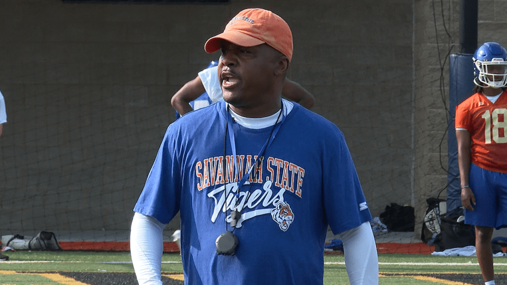 savannah-state-football-head-coach-aaron-kelton-leads-the-tigers-during-first-day-of-fall-camp-practice-66b970c2e889522561