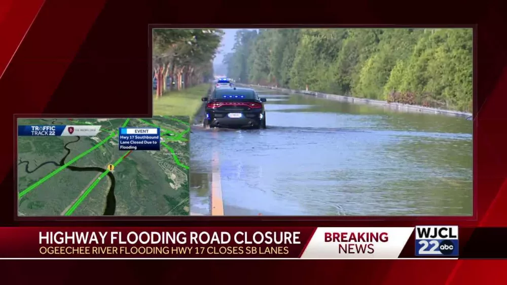 BREAKING: Highway 17 shut down due to flooding from the Ogeechee River