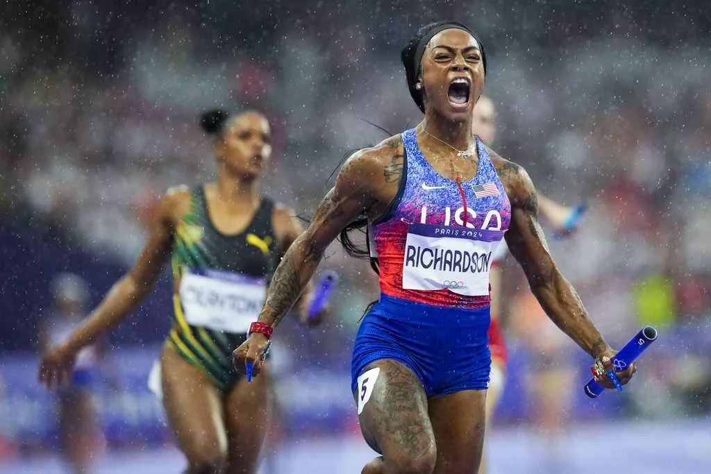 Sha'Carri Richardson rallies US in 4x100 relay to win her first Olympic gold medal