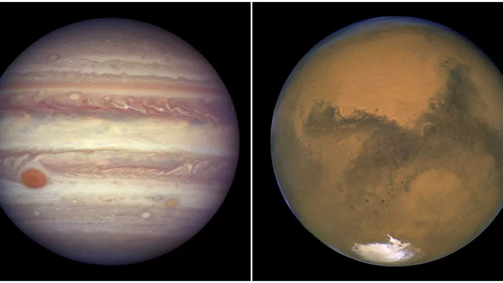 Mars and Jupiter get chummy in the night sky. The planets won't get this close again until 2033