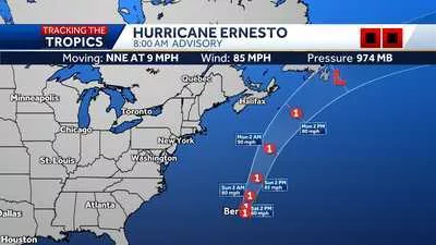 Hurricane Ernesto makes landfall on Bermuda as a Category 1 storm