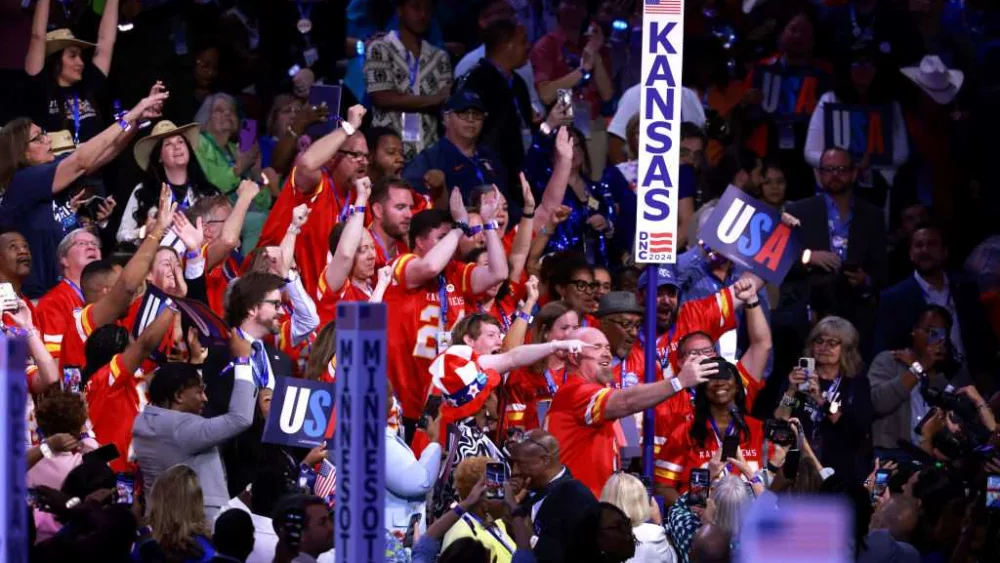 Kansas delegates wear custom Kansas City Chiefs jerseys for DNC roll call