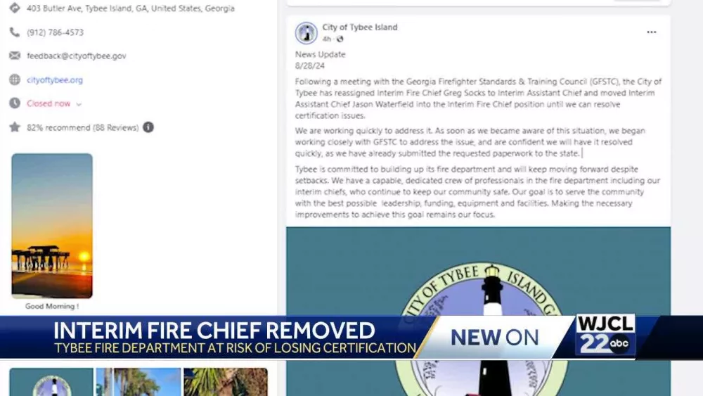 Tybee fire dept at risk: interim chief lacks certification, license lapses