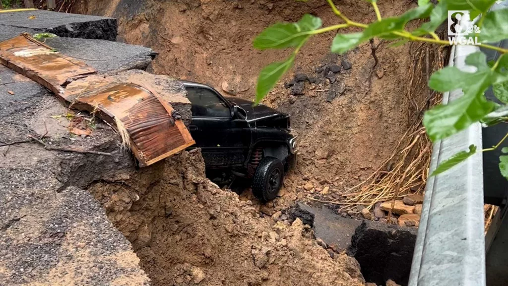 VIDEO: Truck found at bottom of sinkhole in central Pennsylvania