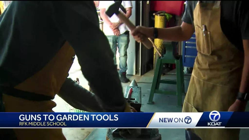 Welding students turn firearms into garden art with guns from police buy-back program