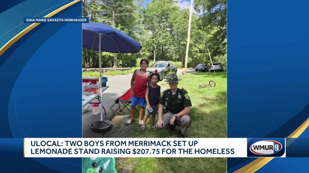 Two boys set up lemonade stand to raise money for people experiencing homelessness