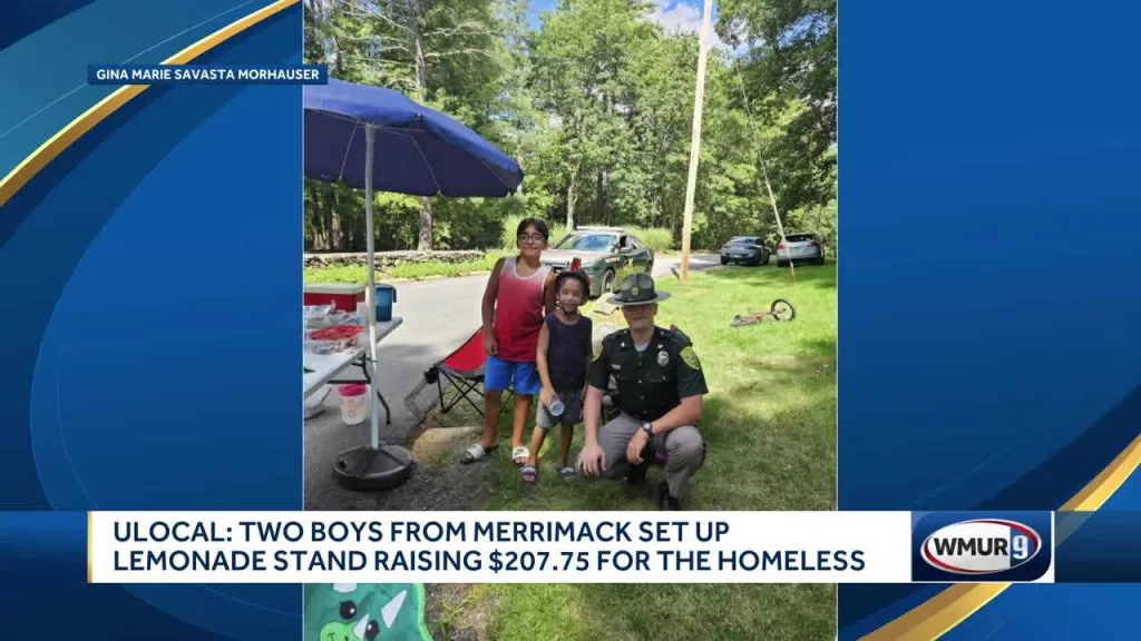 Two boys set up lemonade stand to raise money for people experiencing homelessness