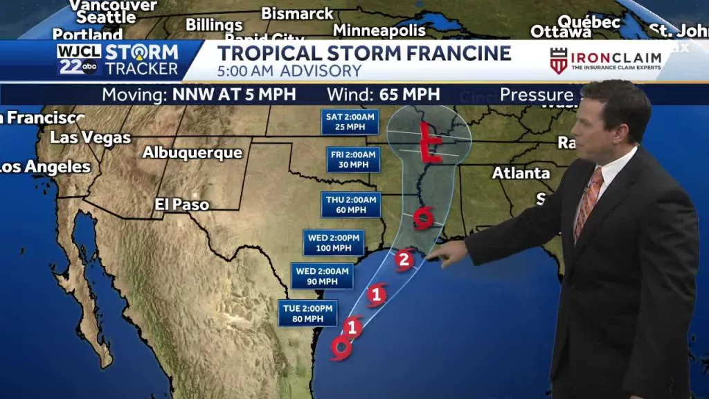 Francine to strengthen to category 2 hurricane before making landfall, latest on 2 other systems