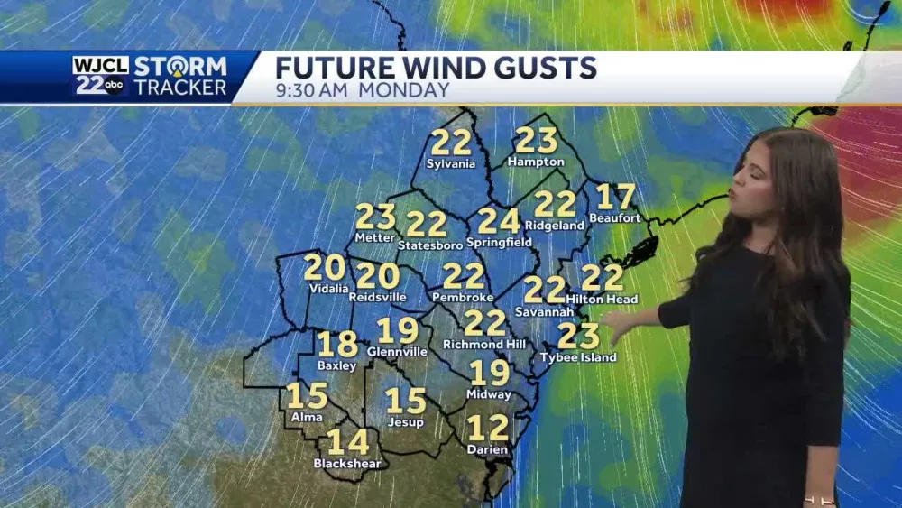 Breezy conditions tomorrow as a tropical system moves into South Carolina