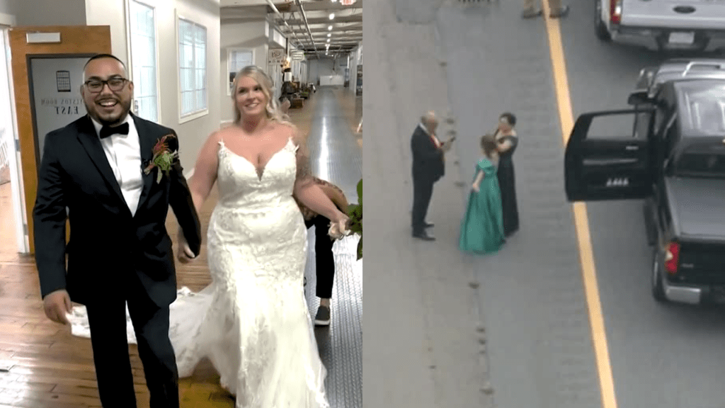 Bride, groom improvise after best man, groom's family stuck in hourslong backup