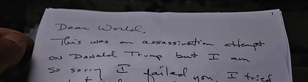 Feds: Man accused in apparent assassination attempt wrote note indicating he intended to kill Trump