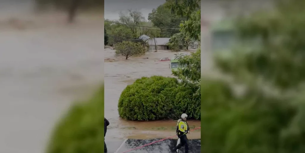 WATCH: House floating away and collapsing in North Carolina as Helene floods area