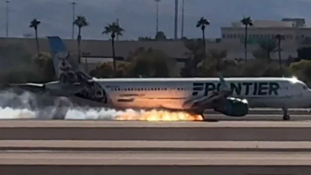 WATCH: Flames seen under Frontier Airlines flight as it makes hard landing in Las Vegas