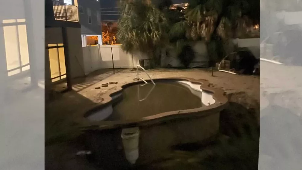 Partially-drained pool pops out of ground ahead of Hurricane Milton