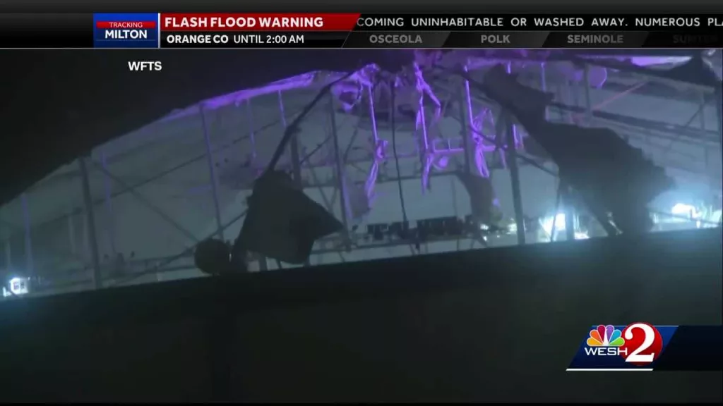 Video shows Tropicana Field's roof blown off as Hurricane Milton slams Florida