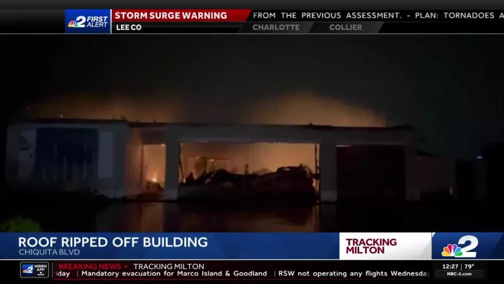 Roof ripped off home as Hurricane Milton batters Florida