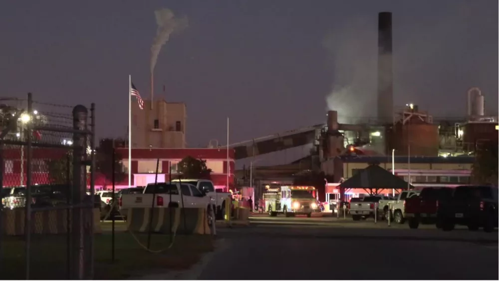 Fire crews' battle flames at paper mill