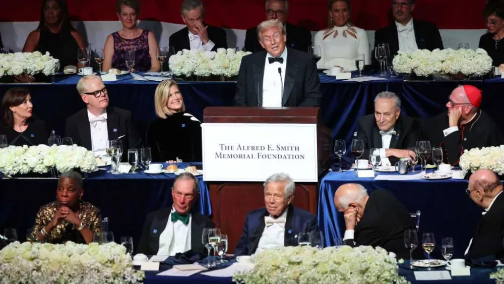 Trump delivers a pointed and at times bitter speech at Al Smith charity dinner