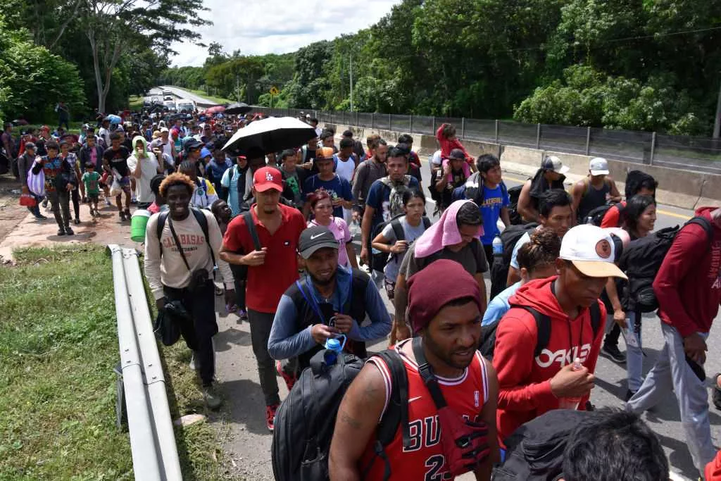 Group of migrants in southern Mexico depart for US weeks before election