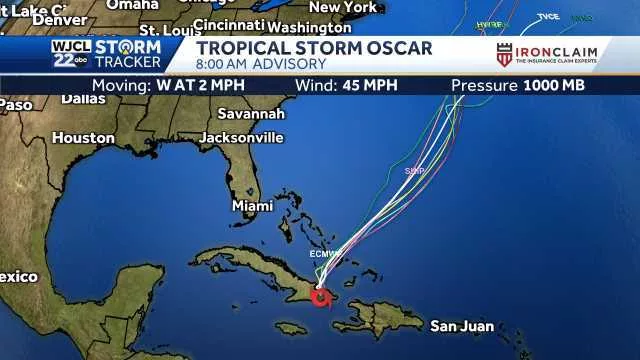 Tropical Storm Oscar impacts the Bahamas today and tomorrow, here's the latest track