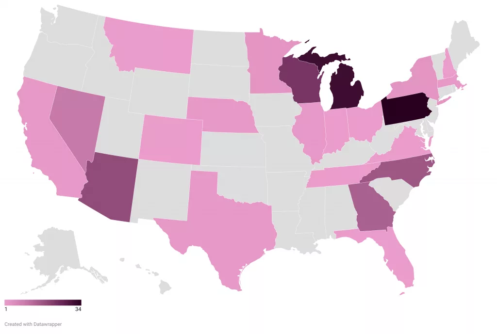 Candidate tracker shows Kamala Harris, Donald Trump focus on swing states