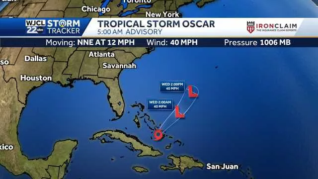 Tropical Storm Oscar tracking near the Bahamas, here's where it will track over the coming days