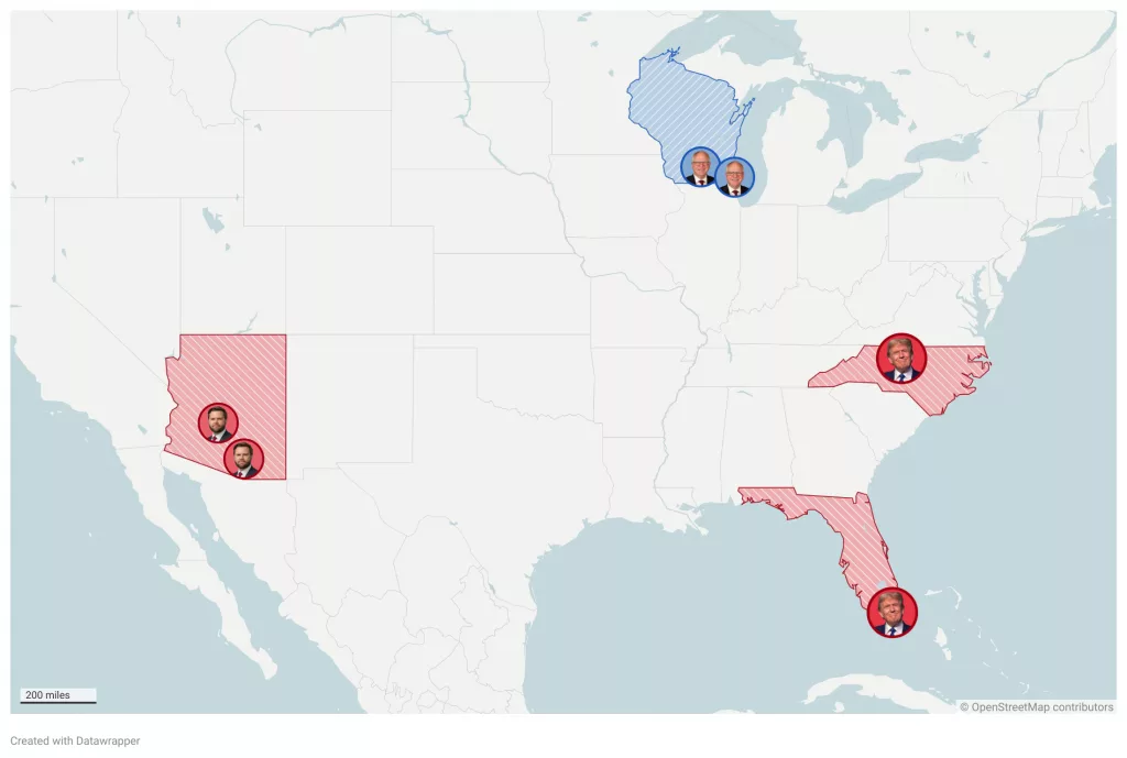 Interactive Map: Where are the presidential candidates on Oct. 22?