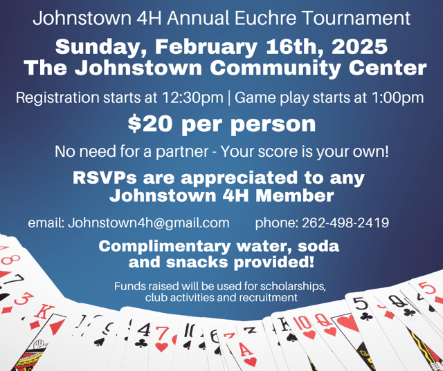 Johnstown 4 h annual euchre tournament wclo