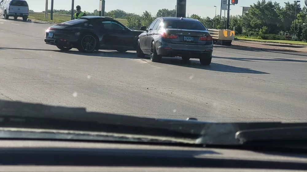 A two vehicle crash at a South Fargo intersection