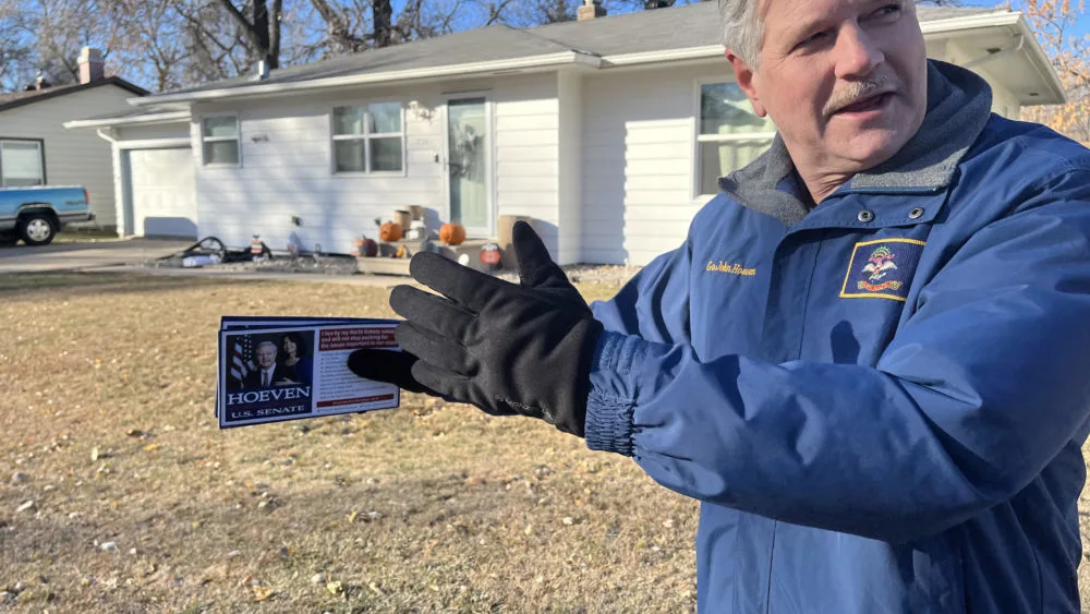 Senator John Hoeven in a West Fargo neighborhood