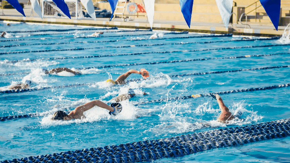 Swimmers in Olympic sized pool