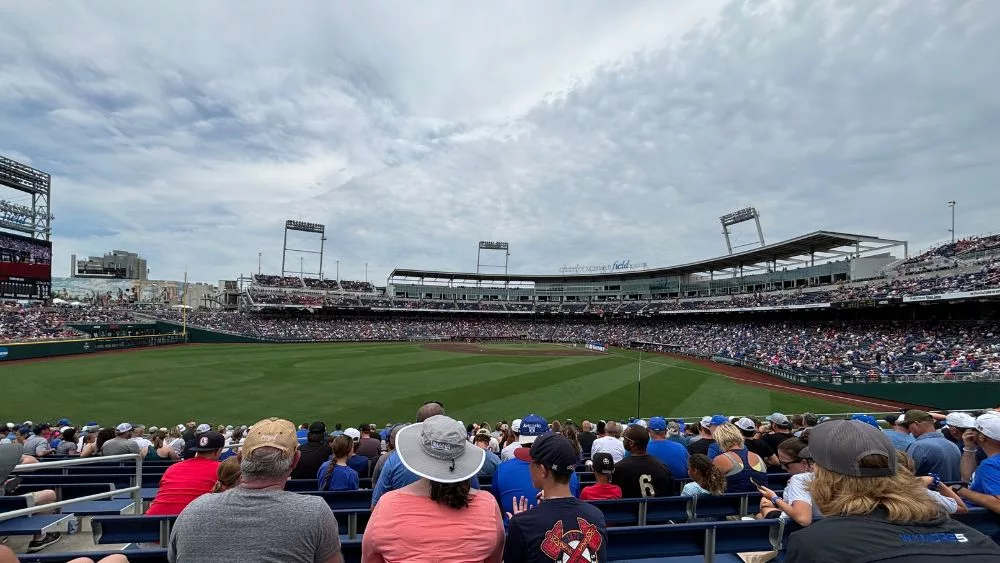 Charles Schwab Field with fans in crowd (Home of Men's College World Series)