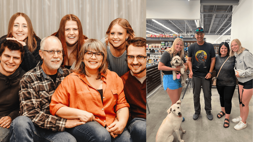 Kathy Huss and family^ left^ and Chrissy Gerdes and family