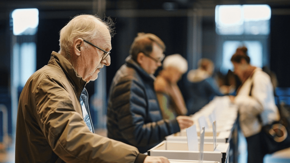 man casts ballot in election