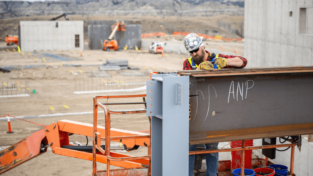 man working on the Theodore Roosevelt Presidential Library