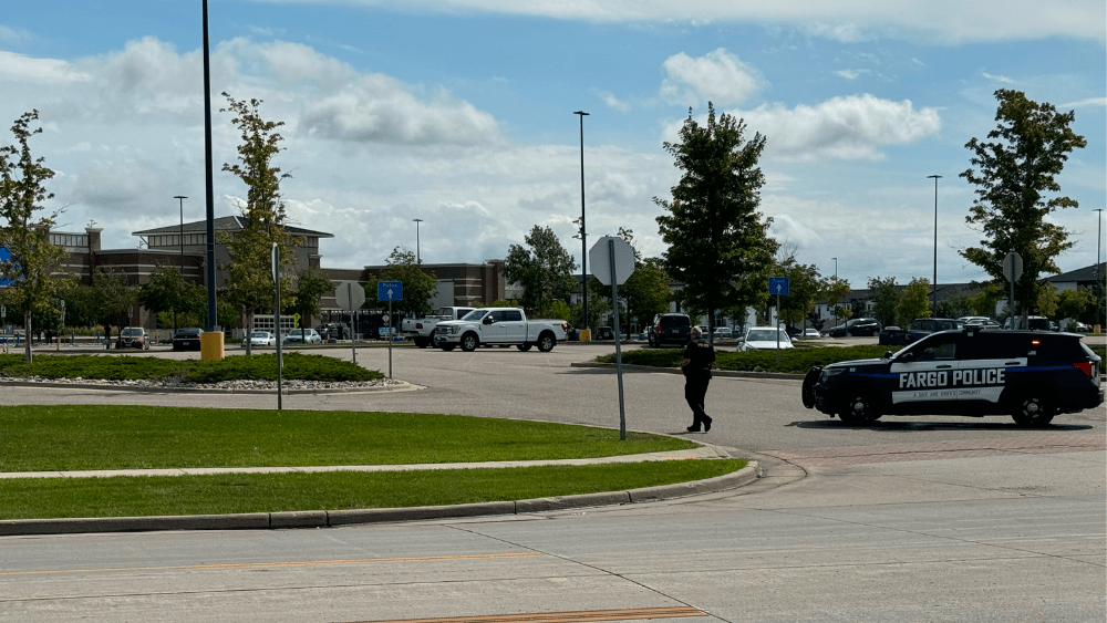 exterior of Walmart blocked by police