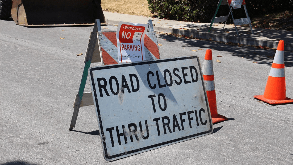 Road closed sign