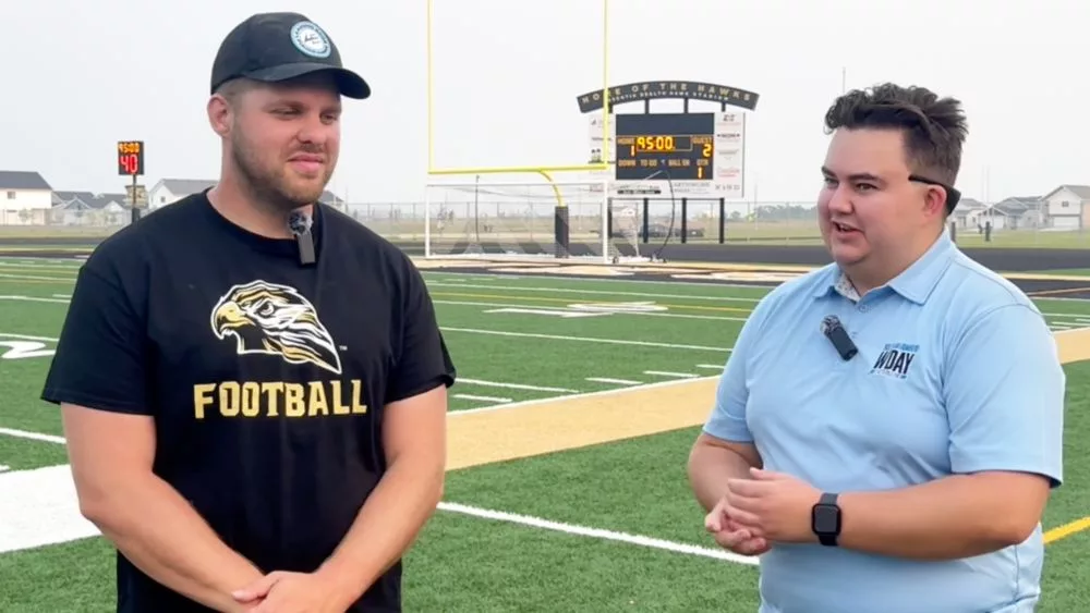 West Fargo Horace head coach Harvey McMahon and James McCarty