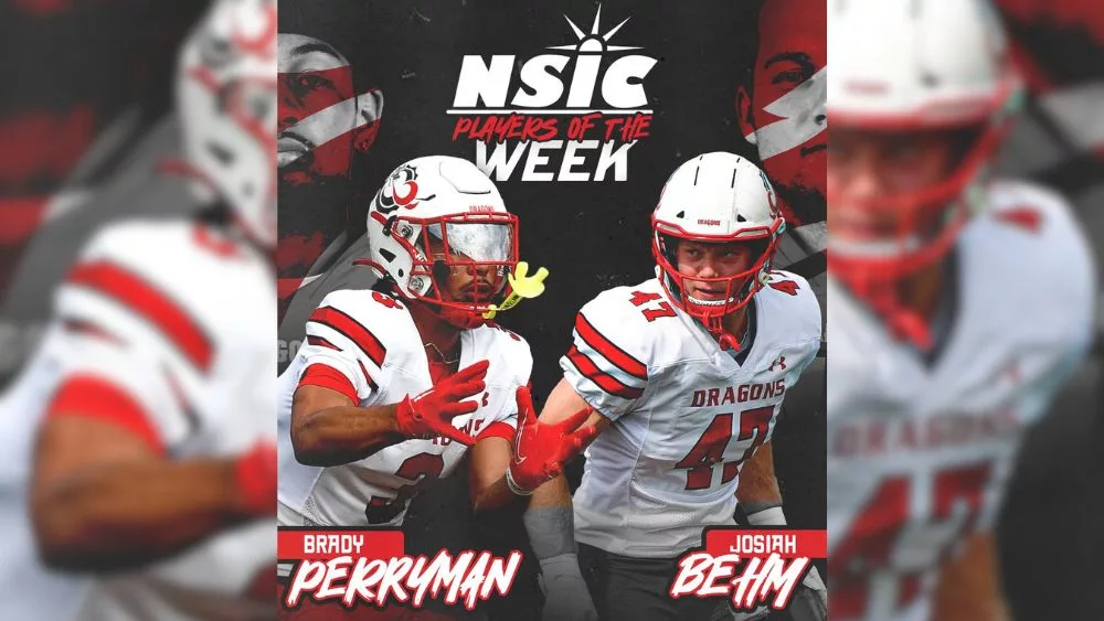 MSUM Dragon football players Brady Perryman and Josiah Behm